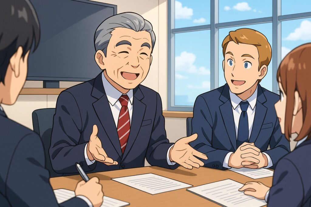 ネイティブキャンプのビジネス英会話の効果を検証しているビジネスマン