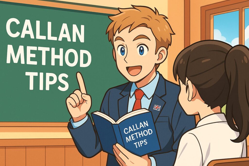 カランメソッドのコツを生徒に教えているイギリス人講師