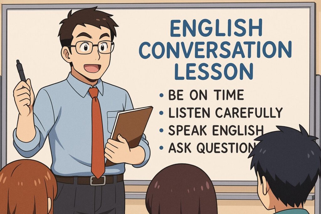 ネイティブキャンプのレッスンを受けまくることの注意点を語る男性スタッフ