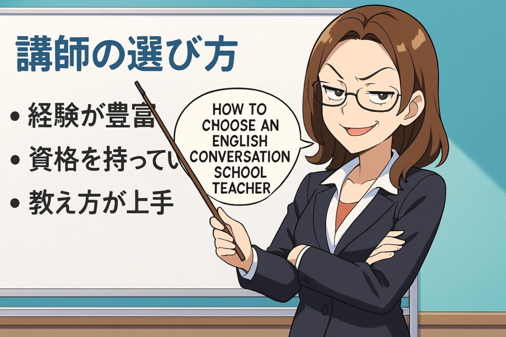 講師の選び方を教えている嫌味な女性講師