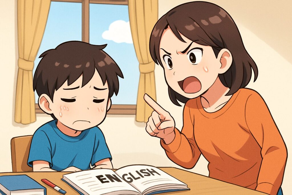 ネイティブキャンプのレッスン頻度が低いので怒られている小学生