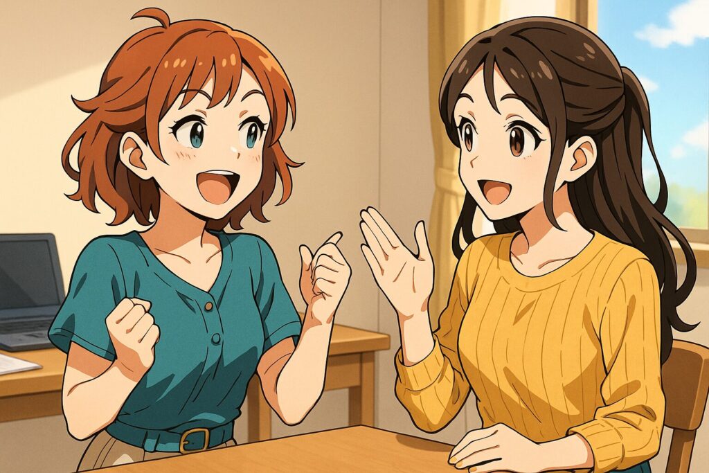 ネイティブキャンプの他のオプションやプランの感想を話す主婦