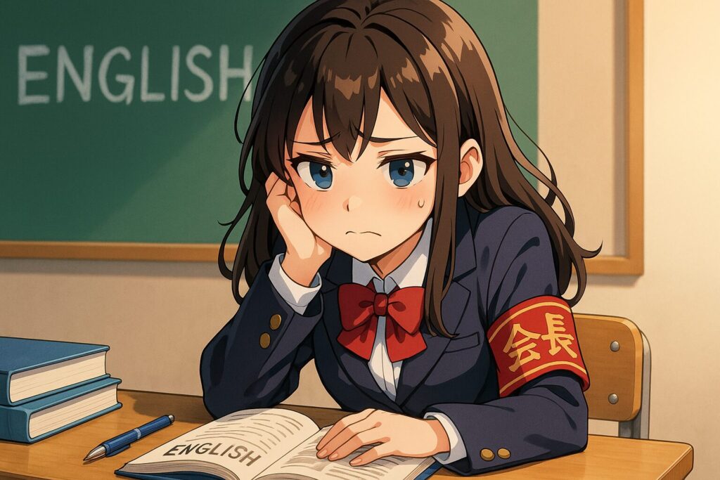 目標を設定していないため英会話が上達せず疲れてしまった生徒会会長
