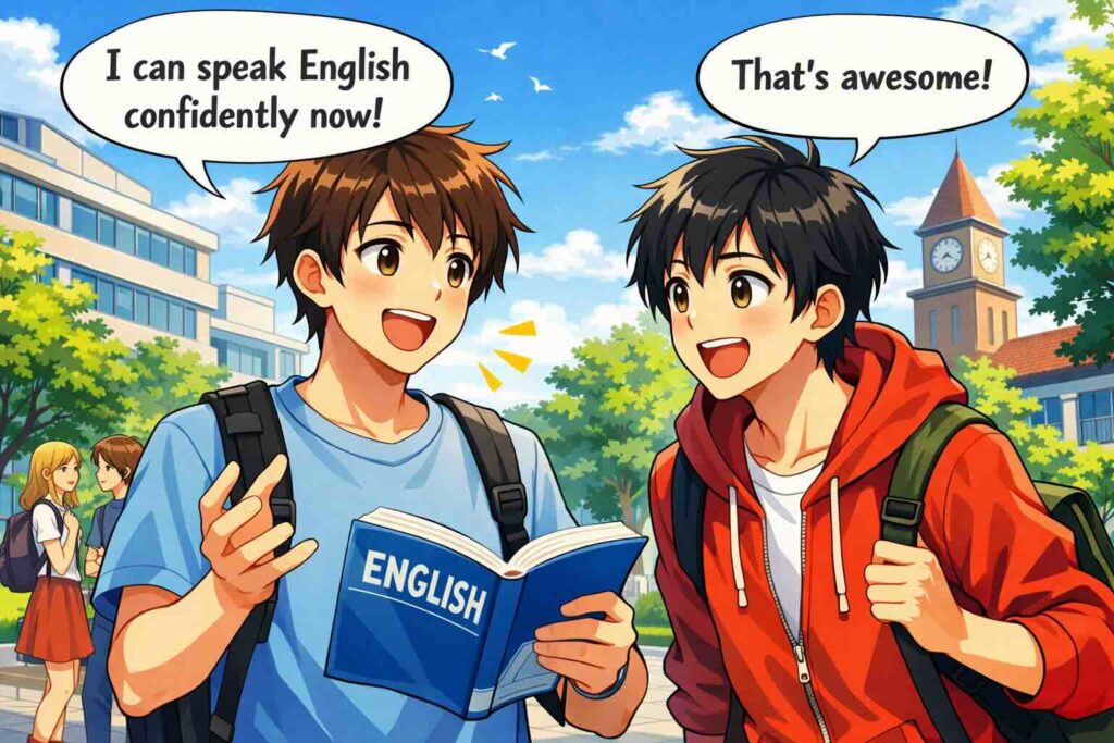 教材「会話」の英語学習効果を語る大学生