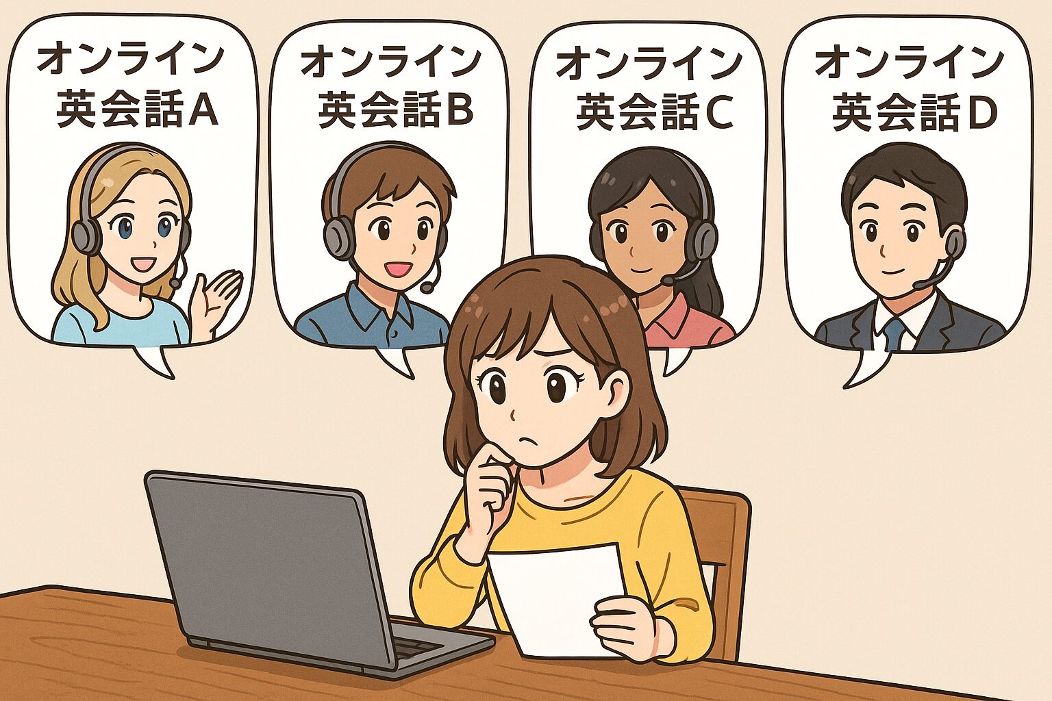 他の英会話教室との比較を行っている主婦