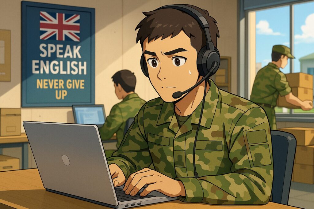 初心者の効果的なレッスンの受け方を実践している軍人