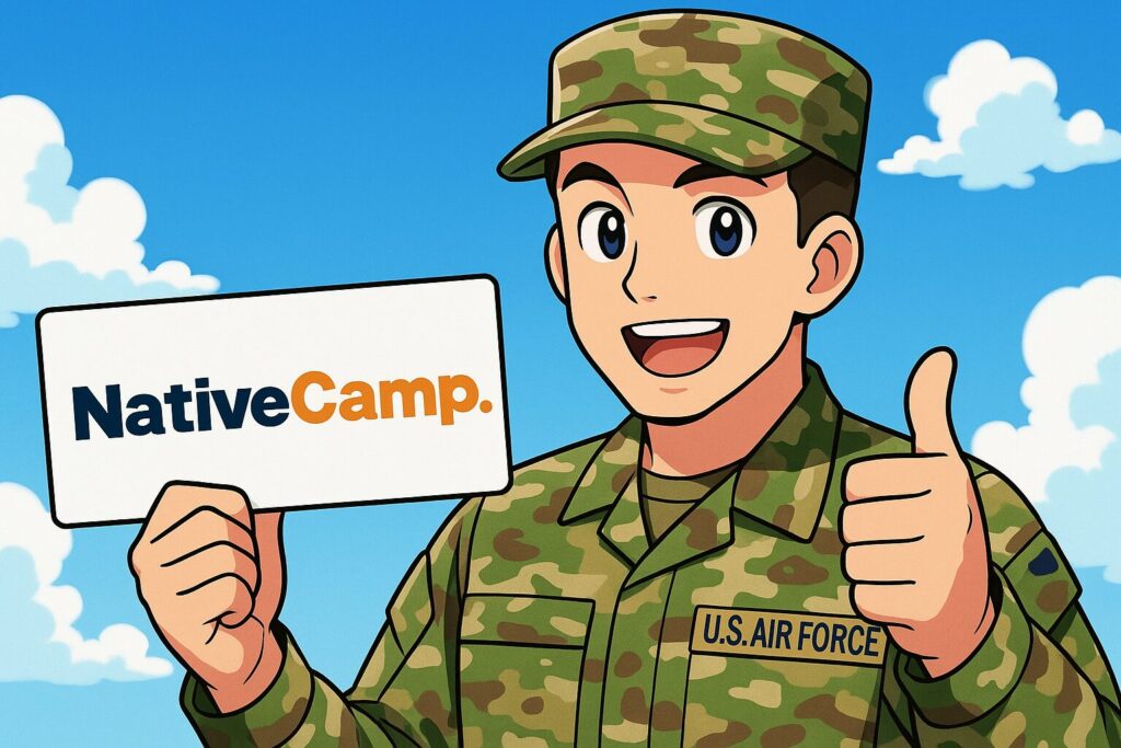 ネイティブキャンプをおすすめしているアメリカ空軍の兵士