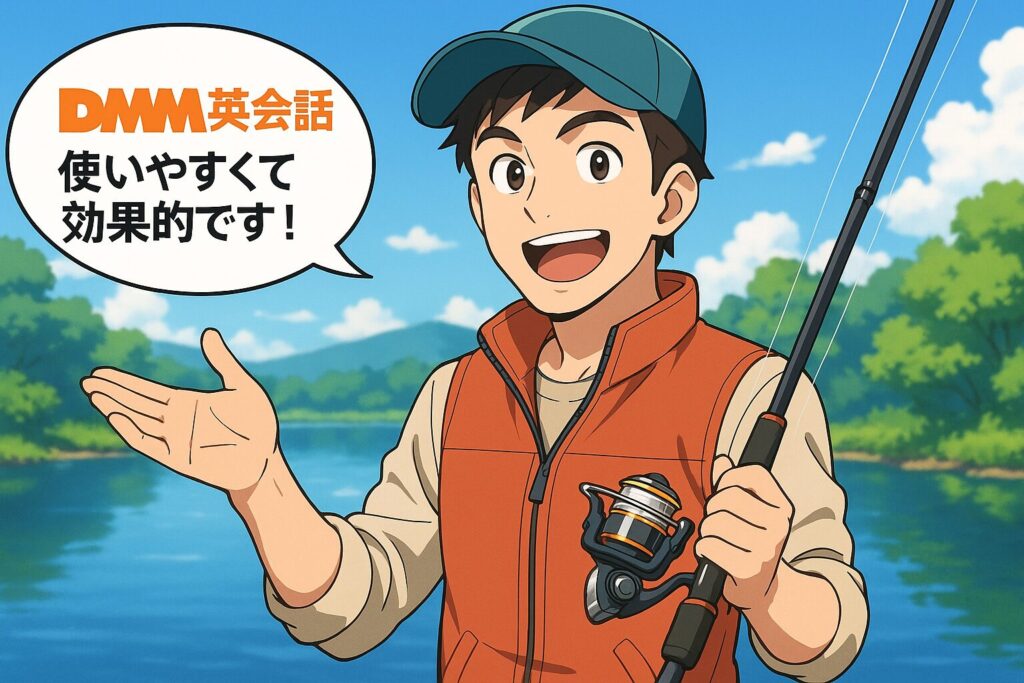 DMM英会話の印象を語る釣り好きな男性