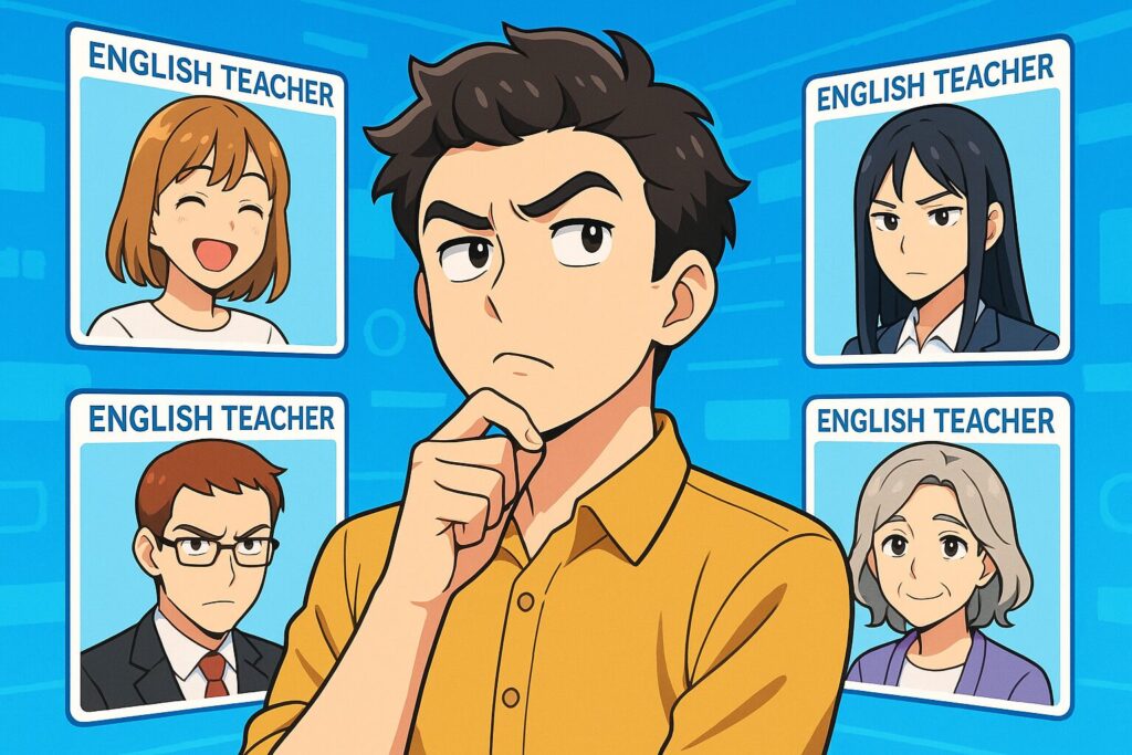 対象者別に自分に合った講師の選び方を考えている男性