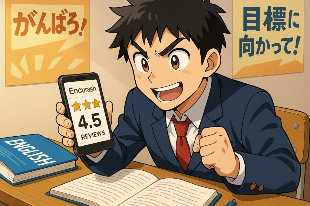 ネイティブキャンプの講師に関する評判・口コミを調べている男子高校生