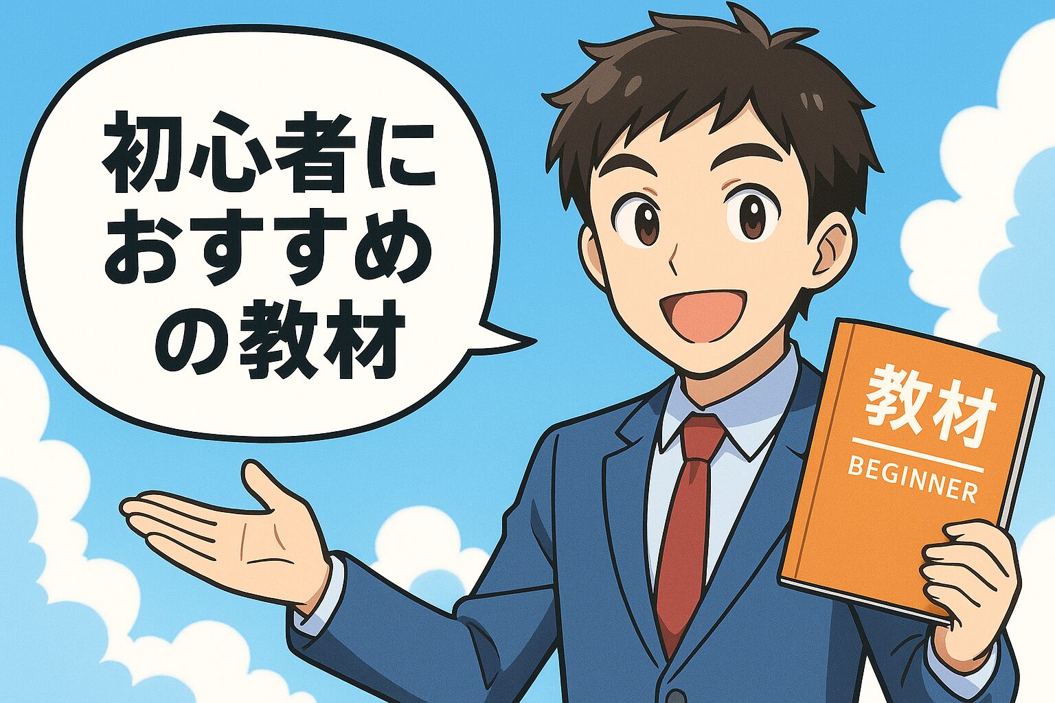 初心者におすすめな教材を紹介する爽やかな男性講師