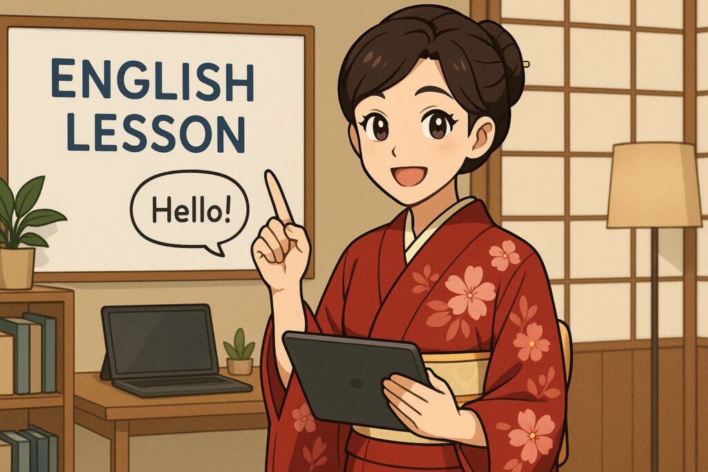 着物を着たDMM英会話の女性日本人講師
