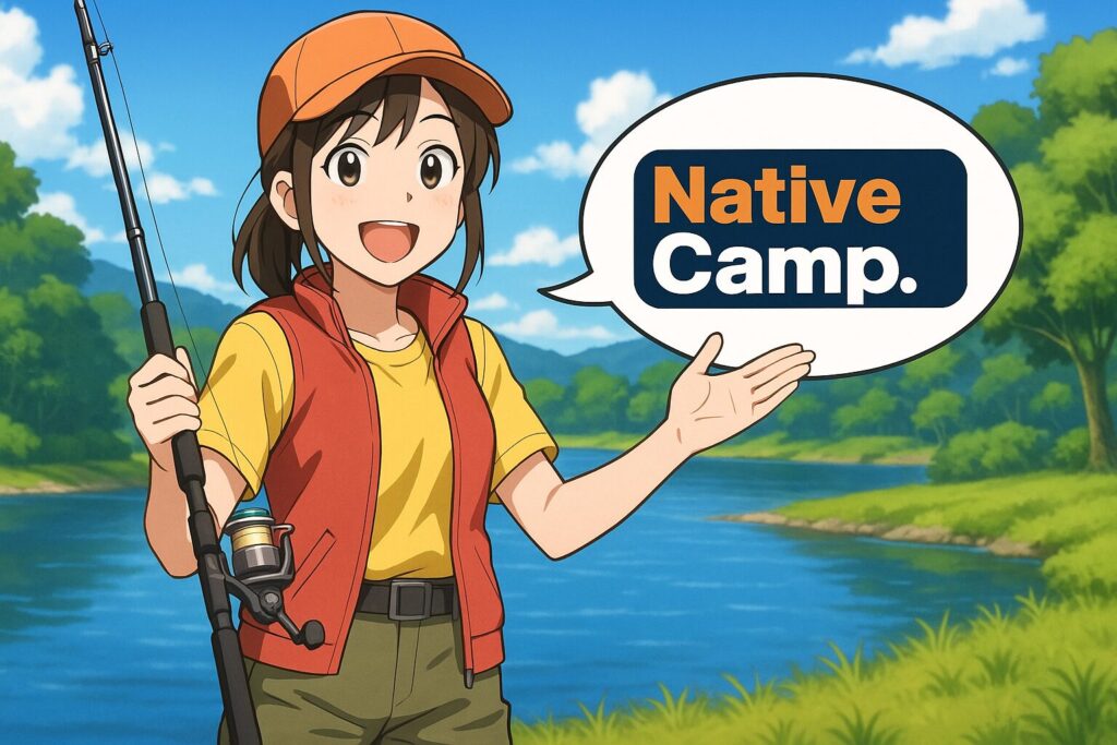 ネイティブキャンプの印象を語る釣り好きな女性