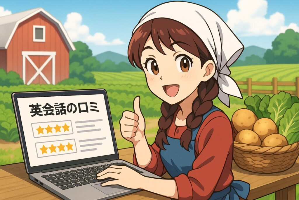 レアジョブ英会話のプランやシステムに関する評判・口コミを調べる女性