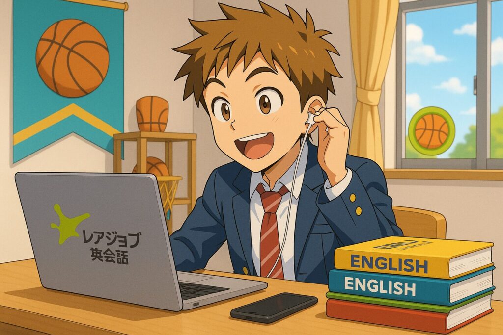 レアジョブを始めているやんちゃな中学男子