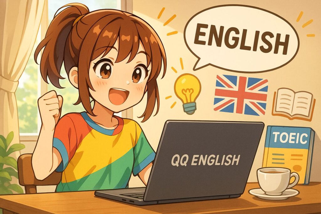 QQ Englishを始めようとしている元気な少女
