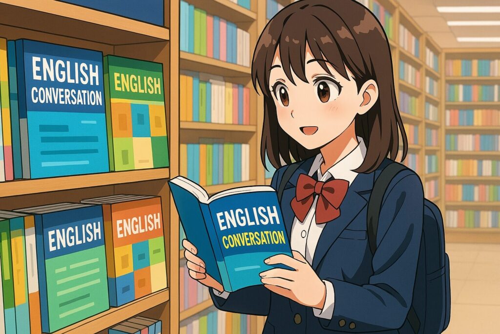 Weblio英会話の教材を選んでいる女子高生
