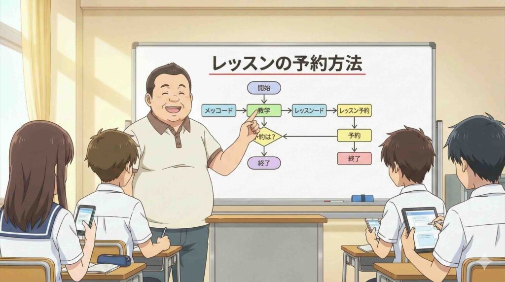 クラウティの予約概要を説明する男性講師
