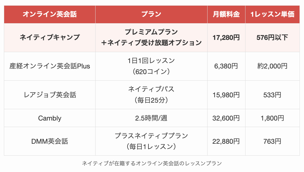 ネイティブが在籍するオンライン英会話のレッスンプラン