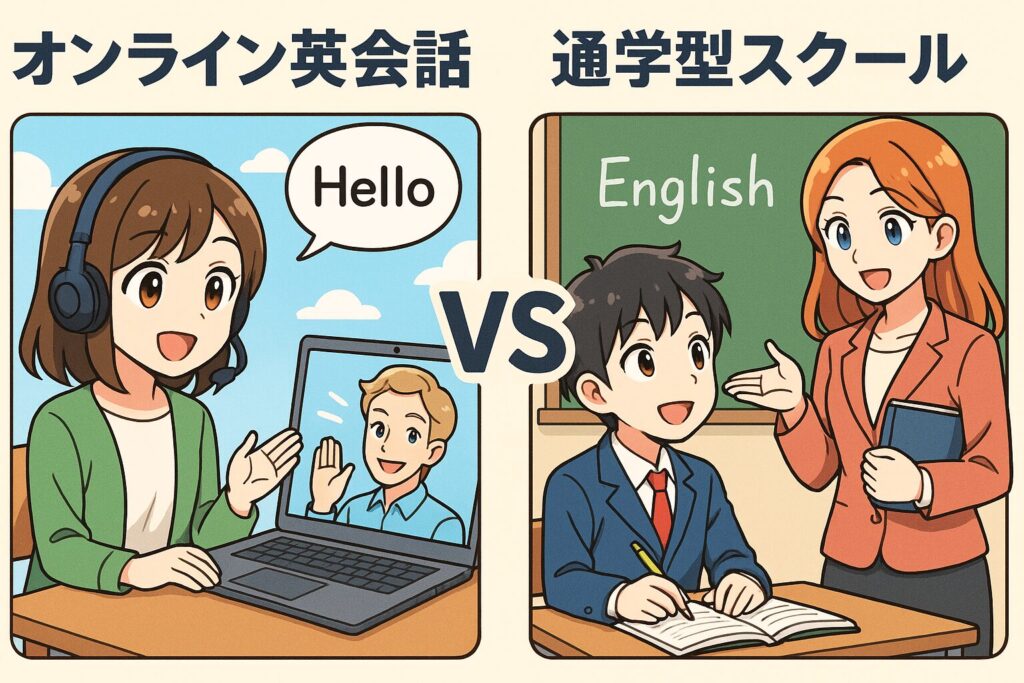 オンライン英会話と通学型スクールとの違い