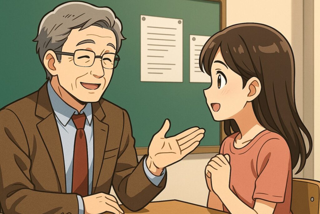 オンライン英会話を選ぶ際に注目したい7つのポイントを教えている男性講師