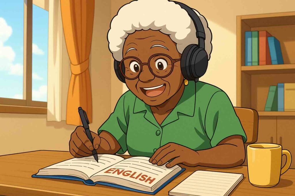 英会話を頑張るおばあちゃん