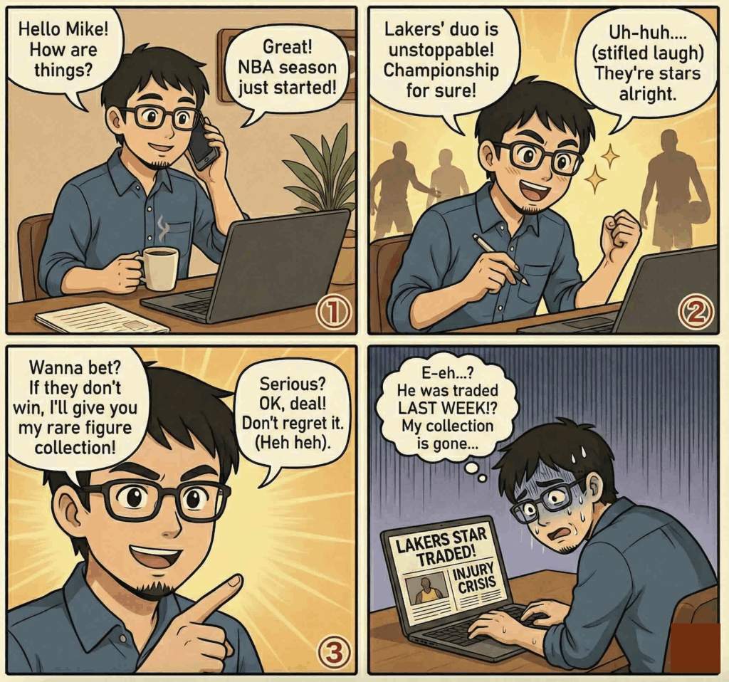 ハロートークの電話を試している男性4コマ漫画