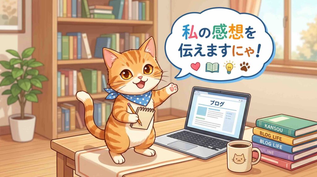 感想を述べるネコ