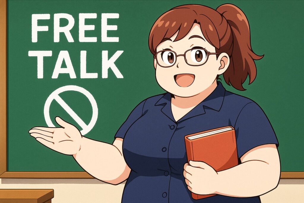 ネイティブキャンプのフリートークをおすすめしていない体格の良い女性講師