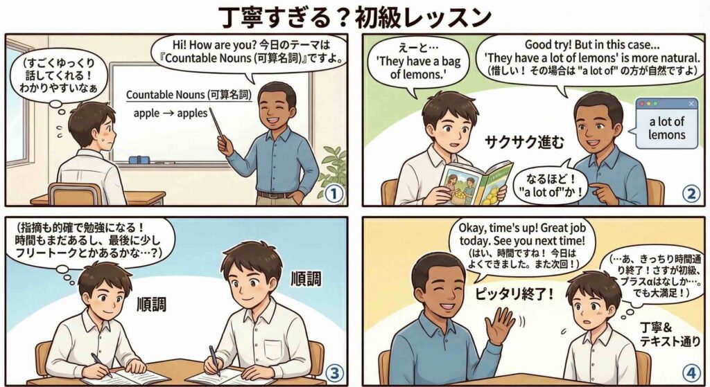 ネイティブキャンプの文法の初級のレッスンを受けている様子