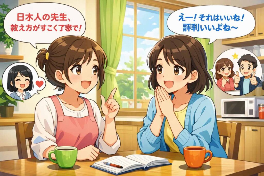 ネイティブキャンプの日本人講師の評判を調べている主婦