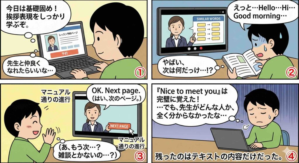 DMM英会話の会話のレッスンをやっている様子