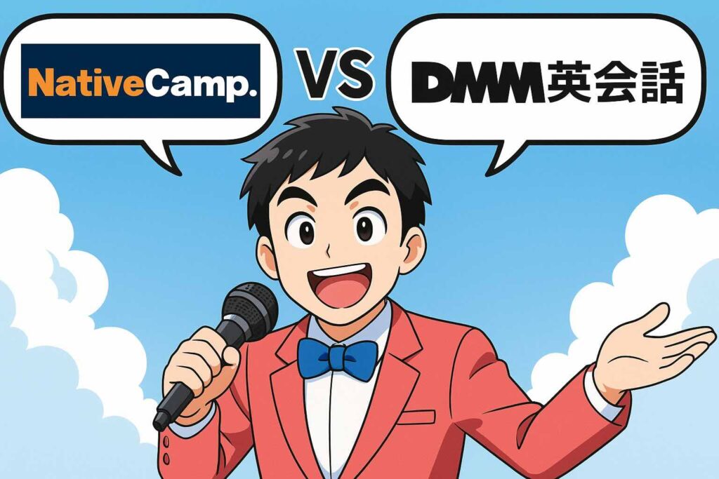 ネイティブキャンプとDMM英会話を比べているお笑い芸人