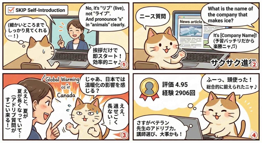 DMM英会話デイリーニュースをやっている様子