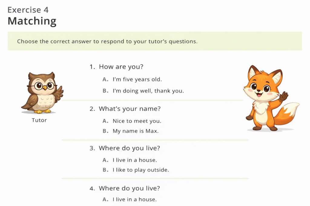DMM英会話の会話　穴埋め問題の様子