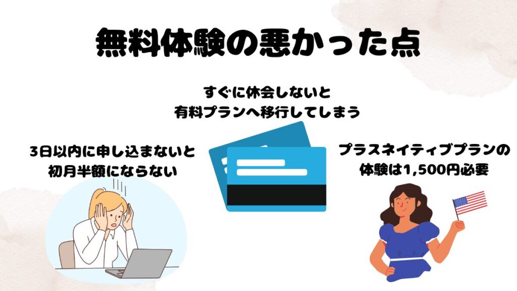 DMM英会話の無料体験の悪かった点