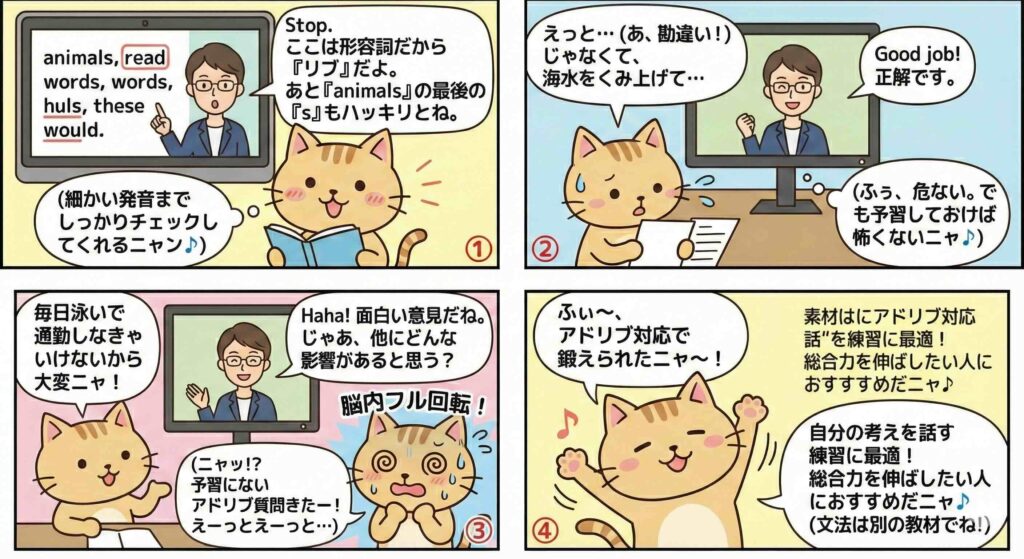 DMM英会話の無料体験でデイリーニュースを受講している様子