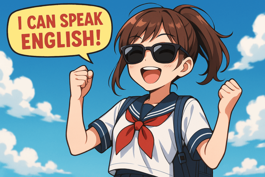 DMM英会話で効果が出て喜ぶ女子高生