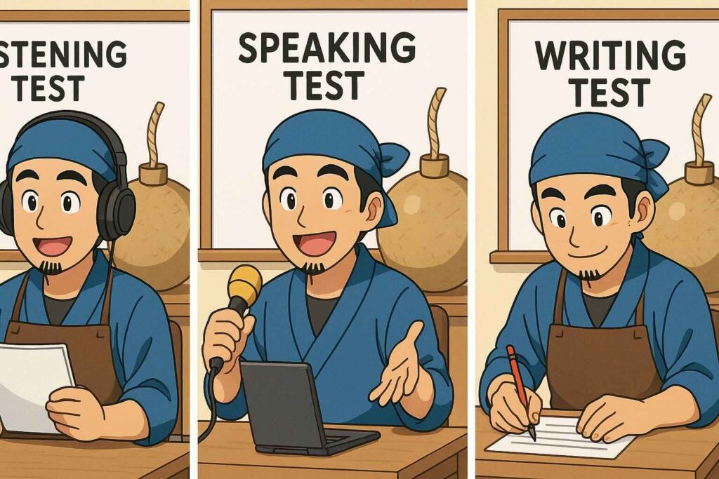 レアジョブと他社のスピーキングテストを比較している男性