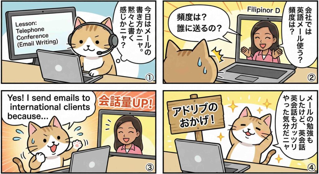 ビズメイツの電話会議 レッスン1の様子