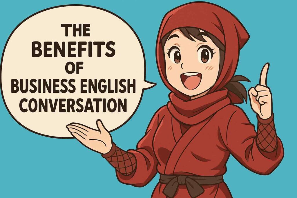 レアジョブのビジネス英会話教材の特徴について語る女性