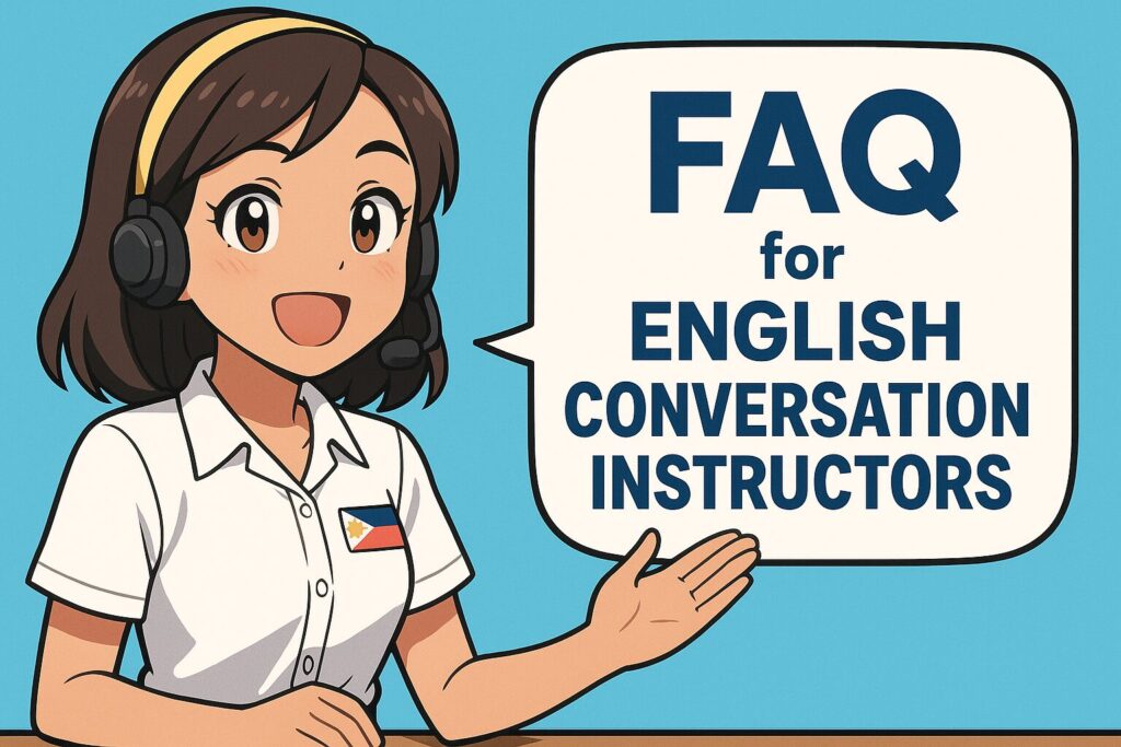 レアジョブのレッスンに関するFAQに答える女性スタッフ