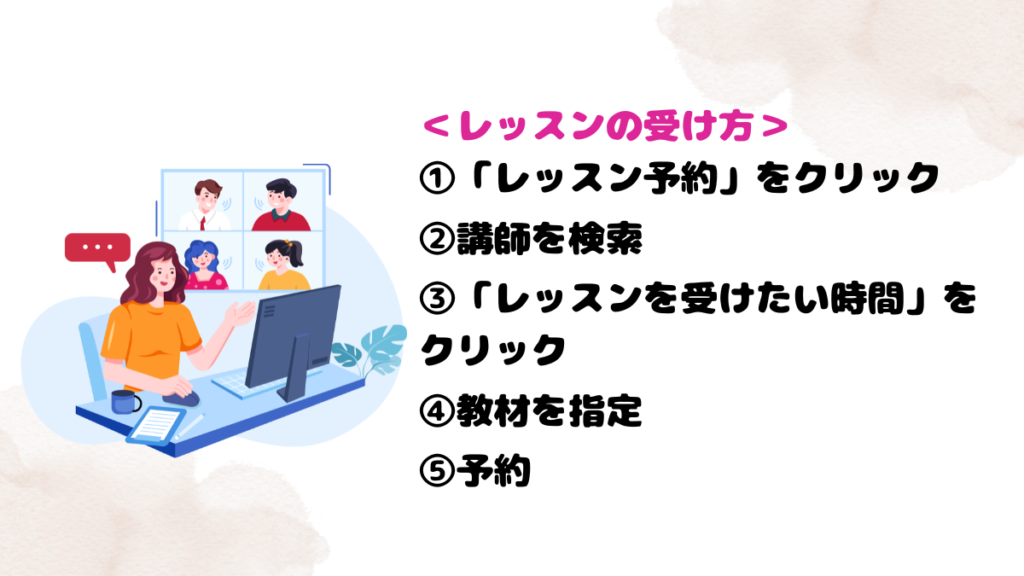PCでのレアジョブのレッスンの受け方