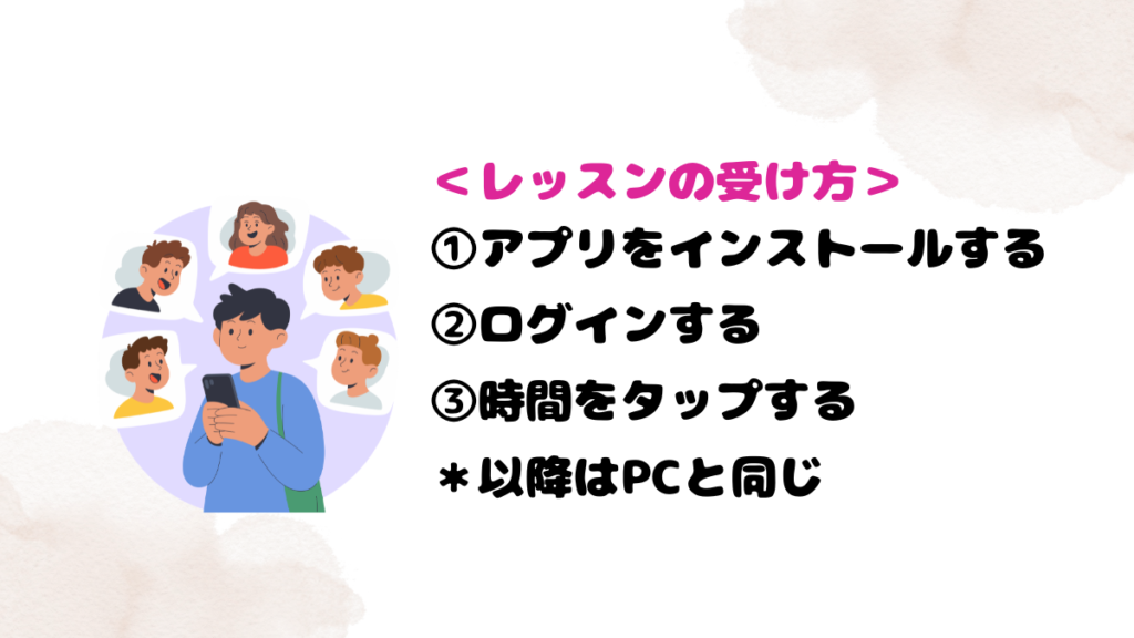 スマホでのレアジョブのレッスンの受け方