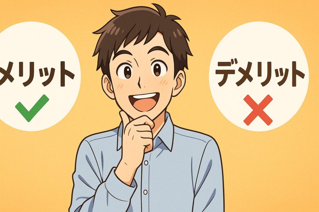 DMM英会話とレアジョブ英会話のメリットとデメリットを比較している男性