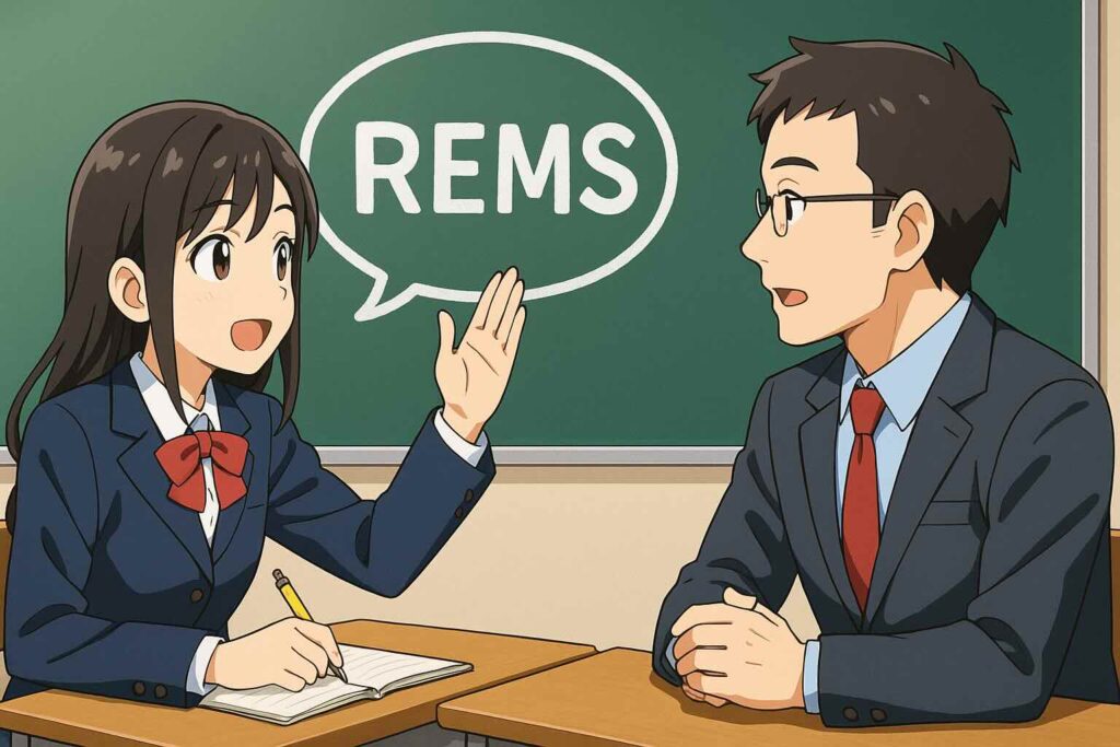 REMSについて講師に質問する熱心な女子高生