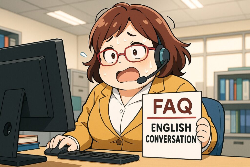 QQ Englishのカランメソッドに関するFAQに答えている女性スタッフ