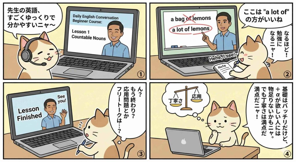 ネイティブキャンプの日常英会話初級コースを受講している様子