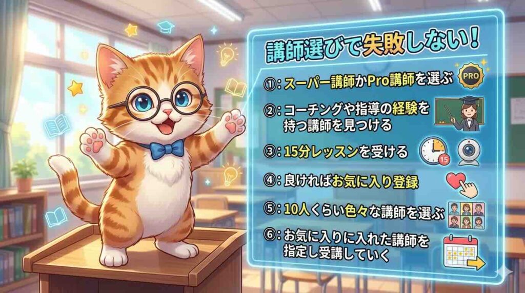 失敗しないCambly講師の選び方を紹介する猫