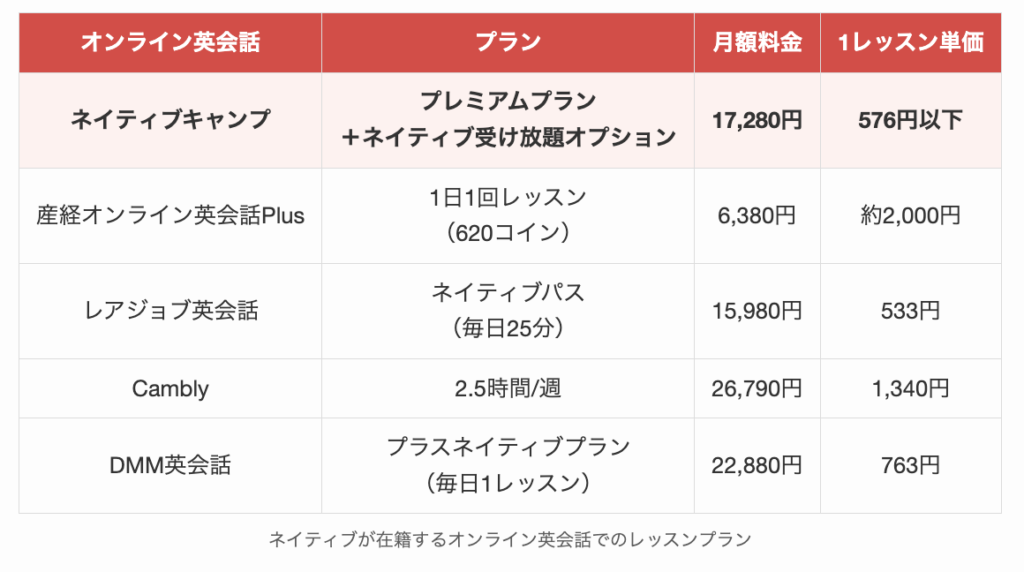 ネイティブが在籍するオンライン英会話でのレッスンプラン